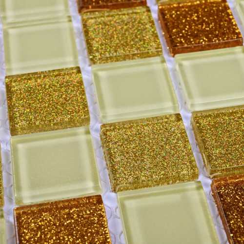 Фото Мозаика стеклянная Bonaparte Shine Gold 25х25 (300х300х4 мм)