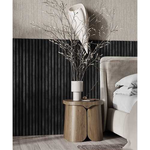 Фото Акустическая панель Cosca Дуб Графит, черный войлок, рейки (2750х600х19 мм)