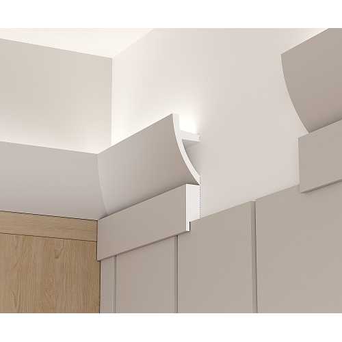 Фото Карниз под покраску Cosca КХ072 под подсветку (75х33х2000 мм) 