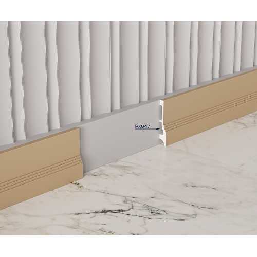 Фото Плинтус напольный Cosca PX047 под покраску, белый (112х20)