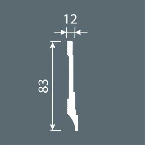 Фото Плинтус напольный Cosca PX042 под покраску, белый 83х12