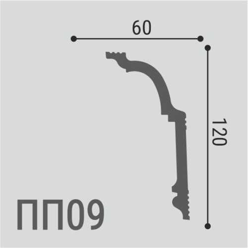 Фото Карниз Де Багет под покраску, XPC полимер ПП 09 120/60 (120х60х2000)