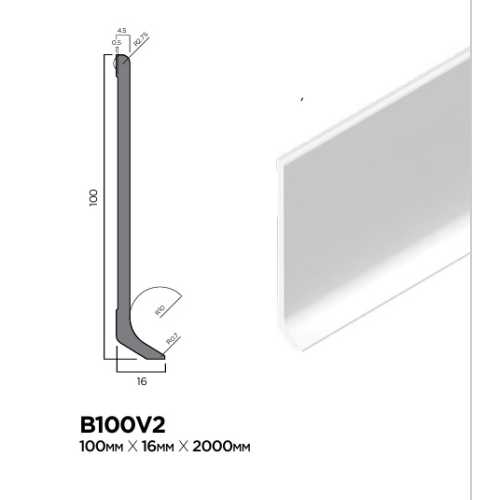 Фото Плинтус напольный Hiwood B100V2 под покраску, белый (100*16*2000)