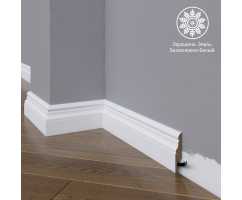 Белый плинтус напольный МДФ Madest Decor модель 05-054-12 крашеный (54х12х2400 мм)