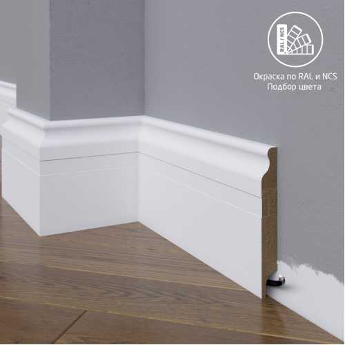 Фото Плинтус напольный МДФ Madest Decor модель 02-120-18 крашеный по RAL/NCS (120х18х2400 мм)