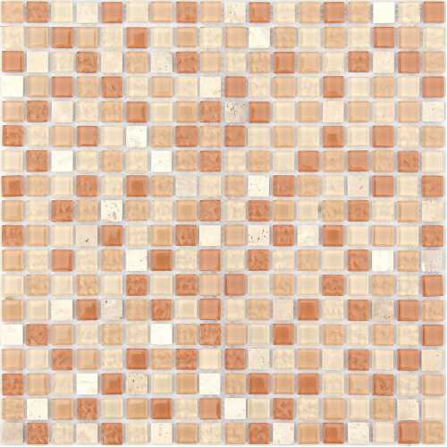 Фото Мозаика стеклянная с камнем Caramelle Naturelle Olbia 15х15 (305х305х4 мм)
