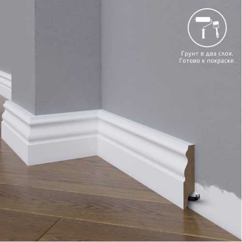 Фото Плинтус напольный под покраску 22-072-16 Madest Decor MDF (72х16х2400 мм)