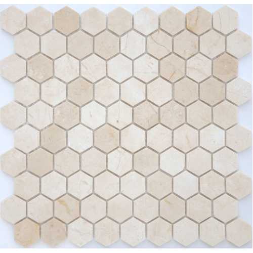 Фото Мозаика из натурального камня Caramelle Pietrine Hexagonal Crema Marfil hex 30х18 (295х305х6 мм)