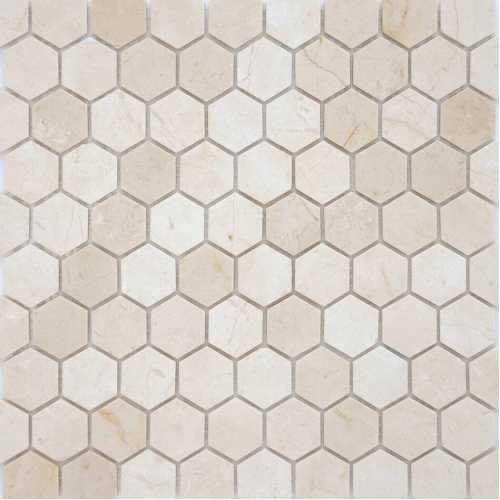 Фото Мозаика из натурального камня Caramelle Pietrine Hexagonal Crema Marfil hex 30х18 (295х305х6 мм)