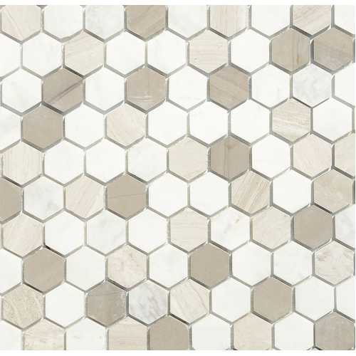 Фото Мозаика из натурального камня Caramelle Pietrine Hexagonal Pietra Mix 3 hex 30х18 (295х305х6 мм)